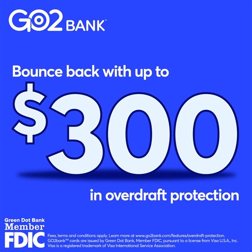 Open an account today so we can help you bounce back into action if your balance gets low. | GO2bank