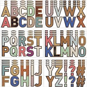 Chinco 232 Pcs 24 Sheets Large Letter Stickers 2.5 Inch Alphabet Letter Stickers Self Adhesive Stickers for Bulletin Board Classroom Window Door Decor(Wood Grain Style,Classic Colors)