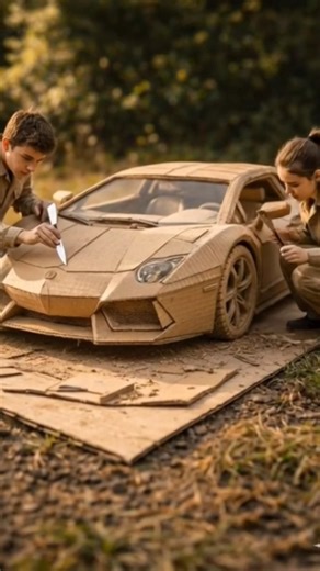 Building a Supercar out of CARDBOARD?! 📦🏎️#cardboardcrafts #diycar #supercar #cardboardart