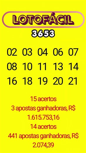 Lotofácil 3653 #shorts