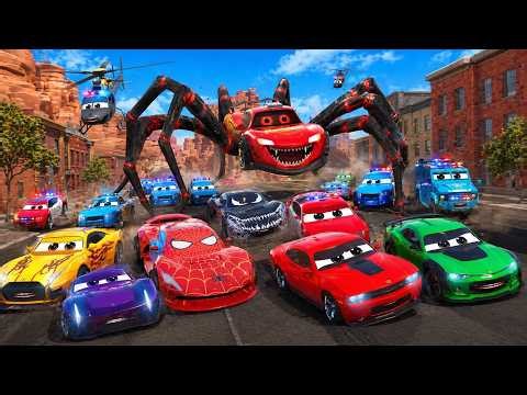 Lightning McQueen Spider Eater vs Sipder Man Car vs Vemom Car | Hero Cars Full Episode Animation