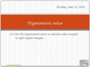 Right-angled triangle trigonometry - Trigonometric ratios