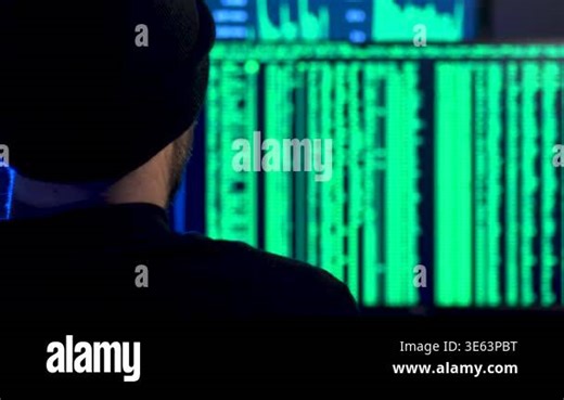 Computer hacker image, with code Stock Video Footage - Alamy