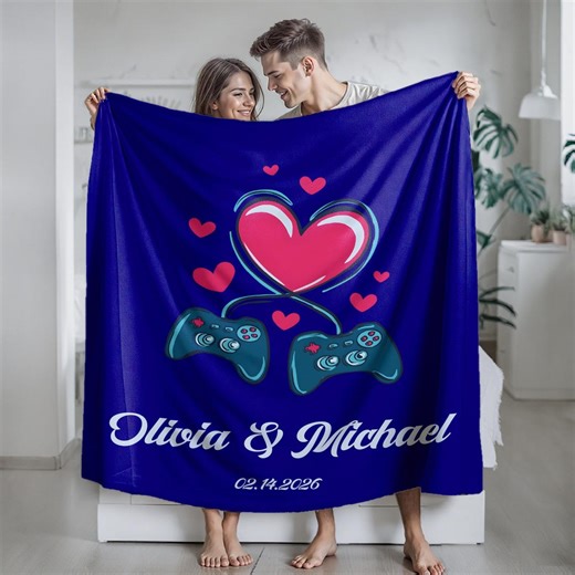 Personalized Gamer Couple Blanket, Gaming Gift, Anniversary Gift - Etsy