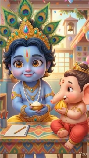 Krishna Met His Best Friend! Little Krishna's School Vlog Day 33 #littlekrishna #friends #shorts