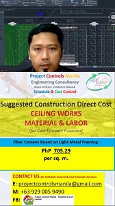 Magkano na ang estimated direct cost ng CEILING WORKS using FIBER CEMENT BOARD on LIGHT METAL FRAMING #costestimator #civilengineering #architecture #planning #CostEstimation #projectmanagers #ProjectManagement #construction #engineering @followers #quantitysurveyor #fypシ゚viralシfypシ゚viralシalシ | Project Controls Manila - Schedule & Cost Control