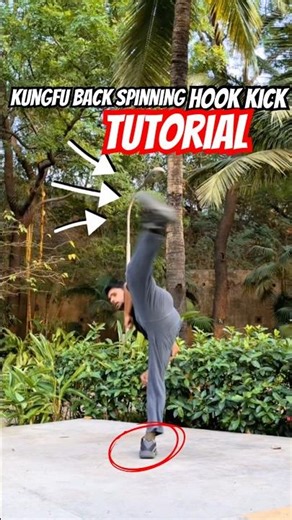 Kungfu back spinning hook kick tutorial 🥋💥#kungfu #kick #trending #viral #shorts #mma #ufc #short