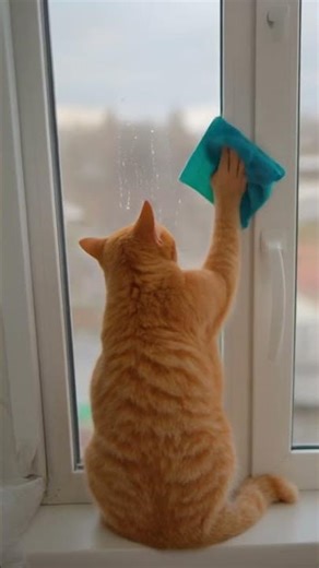 Window cleaner cat