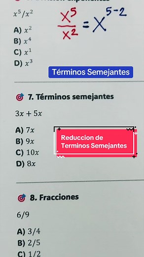 Términos semejantes #reduccion #algebra #polinomios #matematica #profesoresentiktok
