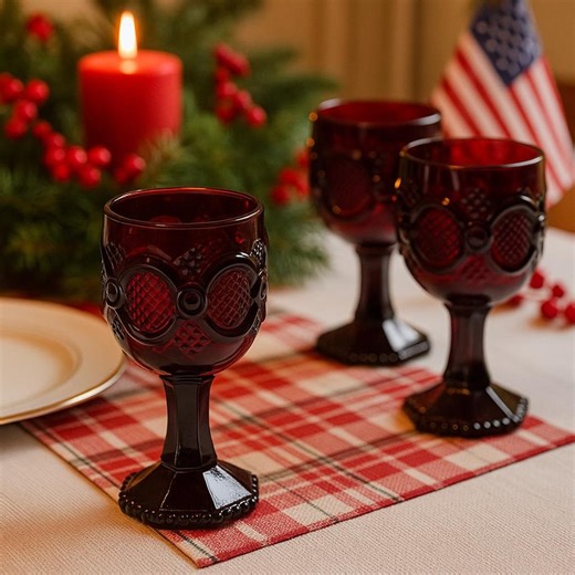 Vintage Avon Cape Cod Ruby Red Goblets | Set of 4 Patriotic Wine Glasses - Etsy