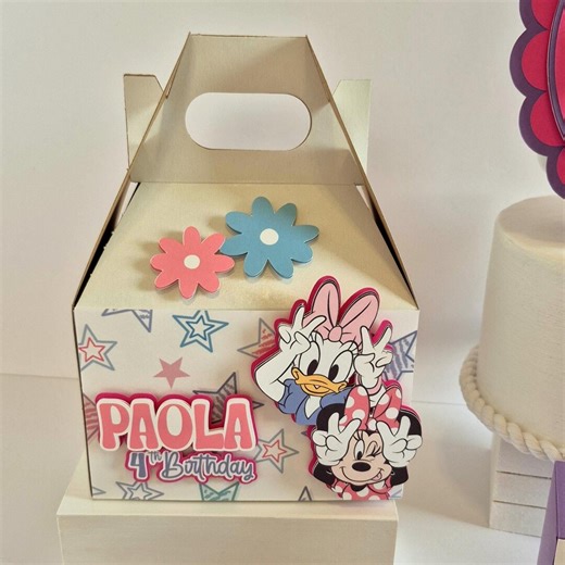 Minnie Mouse and Daisy Duck Favor Box, Pink & Purple Birthday Party Treat, Minnie Theme. - Etsy