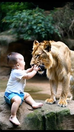 Heartwarming Bond: LION Shows Love for a Human Baby