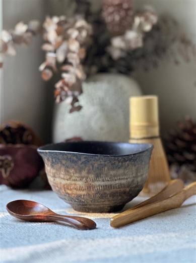 Rustic Japanese Matcha Tea Set With Ceramic Bowl, Bamboo Whisk, Bamboo Tongs and Wood Spoon | Zen Matcha Ceremony Gift Set - Etsy