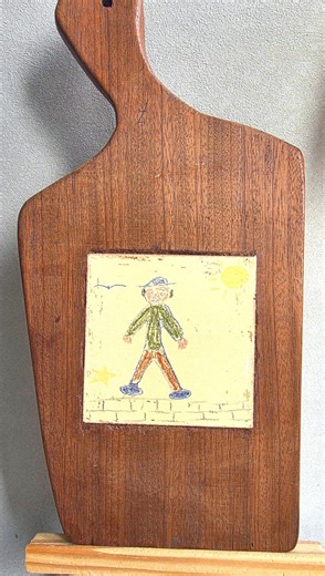 Vintage German Folk Art Wooden Cutting Board, Naive Child Tile Wall Decor - Etsy