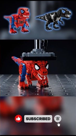 Hydraulic Press vs LEGO T-Rex (Spiderman & Venom Armor) – CRAZY Split-Side Explosion!