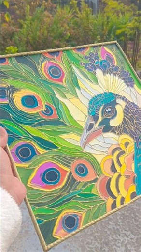 3D peacock painting with acrylic medium#shortsviral