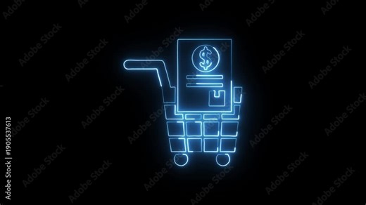Procurement Icon Animation with Glowing Lines on Black Background