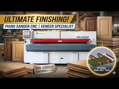 CNC Piano Sanding Machine for High-End Veneer | WM-2500S2P Dual-Belt Solution #woodworking #viral