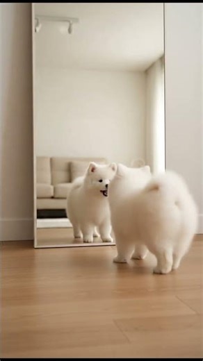 Dog Barks at Its Own Reflection in the Mirror! Cute Confusion