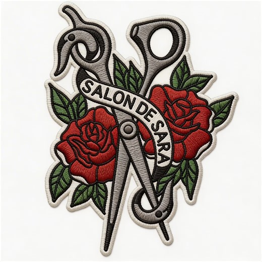 Embroidered Patch – Hairdresser Scissors Rose, Iron on Sew on Jacket Bag Decor - Etsy
