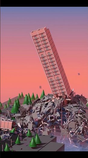 Natural Disaster causes Tower Collapse (3D animated)