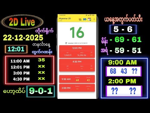 2D Live (22-12-2025) တနင်္လာနေ့နေ့လယ်ခင်း 12:00