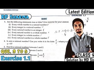 RD Sharma Class 9 Solutions | Ex 1.1 Q3 to Q5 | Chapter 1 Number System | MD Sir