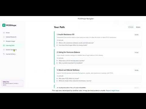 PCOSHope Navigator – AI-Powered PCOS Learning & Journal Assistant | Gemini Pro 3