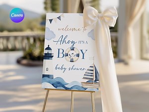 Ahoy It’s a Boy Baby Shower Welcome Sign, Sailboat Baby Shower Welcome Sign, Nautical Baby Shower Welcome Board, Sailor Shower Welcome NC2 - Etsy