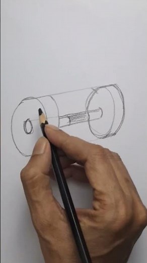 How to Draw a 3D Dumbbell - Easy Step-by-Step Tutorial for Beginners! ✏️