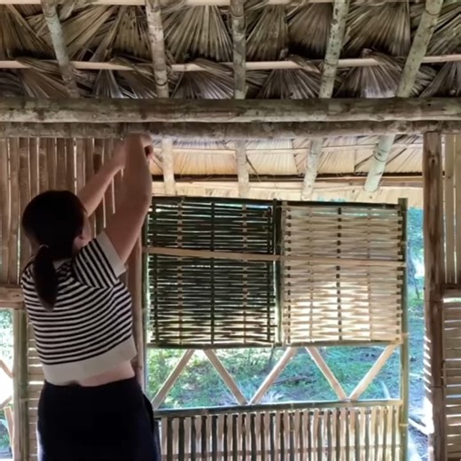 Techniques for making doors and bamboo walls for wooden houses Build Log Cabin by Girl 045 | My Sengle