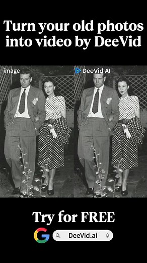 2.8K views | Turn old photos into lively videos for free! Ever wondered how many fun, magical stories a single photo can tell? ✨ With DeeVid, bring your imagination to life in just one click! Try it FREE now—unlock the magic today! | Deevid AI Video | Facebook
