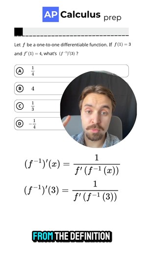 Derivative of Inverse Function ‼️ #apcalculus #calculus #derivatives #inversefunctions