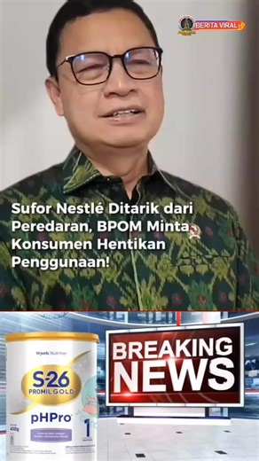 🚨 ORANG TUA WAJIB TAHU! 🚨 BPOM RESMI menarik susu S-26 Promil Gold pHPro 1! Nomor bets yang bermasalah: ⚠ 51530017C2 ⚠ 51540017A1 Diduga ada risiko kontaminasi bakteri yang bisa bahaya buat bayi 😱 Kalau kamu punya produk ini: ❌ Stop pemakaian 🔄 Kembalikan ke toko 📞 Hubungi layanan konsumen Nestlé Setuju langkah BPOM ini? Komentar di bawah! ⬇️🔥 #BPOM #S26 #SusuFormula #Waspada #InfoKesehatan #KeamananBayi #BeritaTerkini #ViralHariIni #FYP #tiktoknews
