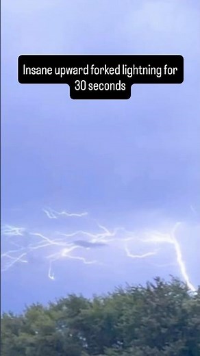 Incredible upward forked lightning in Bloomington, Illinois