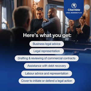 Protect yourself from legal headaches and embrace peace of mind in your business with the Clientèle Legal Business Plan. Our affordable Legal Business Plan provides you with access to professional legal services and court representation. Get a free, no-obligation quote today. https://bit.ly/3vfwYSq ​​ ​Terms and Conditions apply: www.clientele.co.za | Clientèle