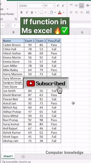 If function in ms excel 🔥✅ #excel #exceltutorial #excelformula #exceltips #youtube #algorithm