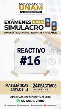 💯 Examen Simulacro UNAM (Reactivo No.16) | 24 Reactivos Resueltos GRATIS | Matemáticas ✅ #unam