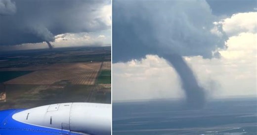 Too close for comfort! Huge tornado spotted close to plane during landing