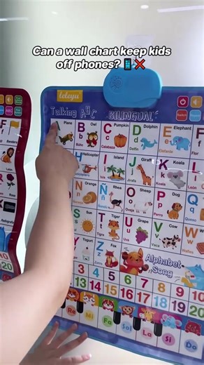 1.2K reactions · 139 shares | Can a wall chart keep kids away from phones?❌  Perfect Gift for Toddlers 1–6  English + Spanish Talking Wall Chart  Songs • Animal Sounds • Spanish ABCs (A–Z + Ñ) 易 Touch to Learn – No Screen Required ✅ Spanish Alphabet | 9 Songs | 3 AAA Batteries | Alternatei | Facebook
