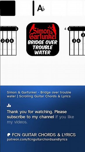 Simon & Garfunkel - Bridge over trouble water | Scrolling Guitar Chords & Lyrics #lyrics #guitar