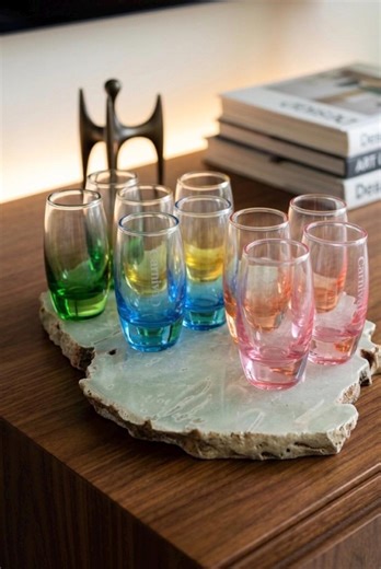 Set of 10 Carnival Cruise Line Vibrant Ombré Souvenir Shot Glasses