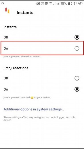 How to Turn on Instants on Instagram ?