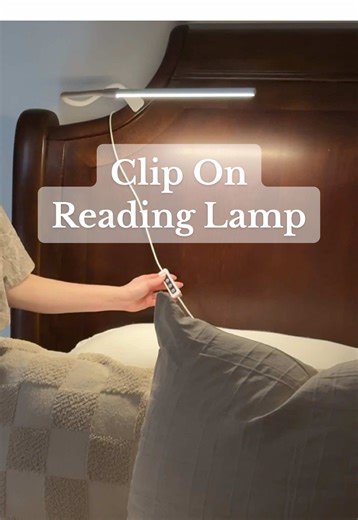 Not enough light for reading in bed at night? This little clip on lamp moves with you & has customizable settings. #cliponlamp #readinglight #cliponlight #readinglamp #headboardlights