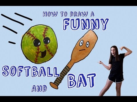 How to Draw a Funny Softball and Bat #drawing #art #ooly #elise #createmore #softball
