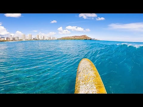 MAGIC BLUE WAIKIKI | Perfect Longboard Waves and No Crowd | RAW POV