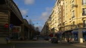 morning sunny time paris city traffic street dupleix metro line...