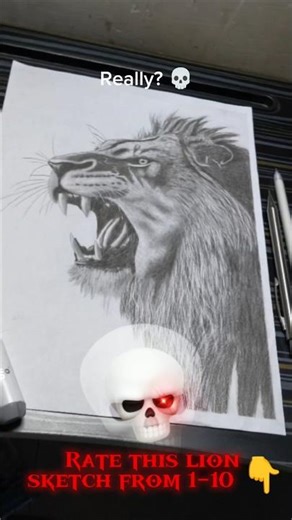 Photo or Drawing? 🦁😳 Lion Sketch Shocked Everyone! 🤯✨ #Shorts #art #drawing