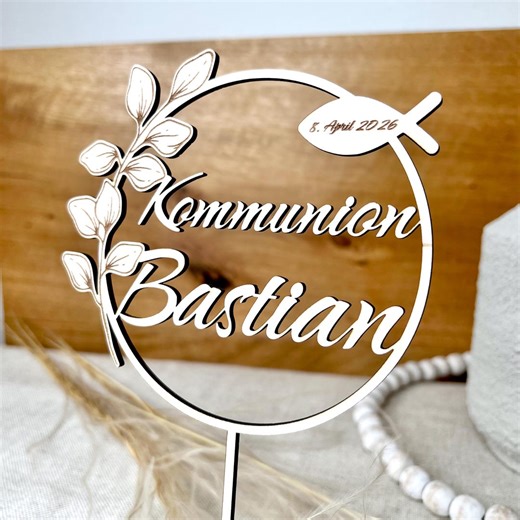 Cake Topper for First Communion, Confirmation, Baptism, or First Communion | Personalized Cake Topper With Name | With Custom Engraving - Etsy