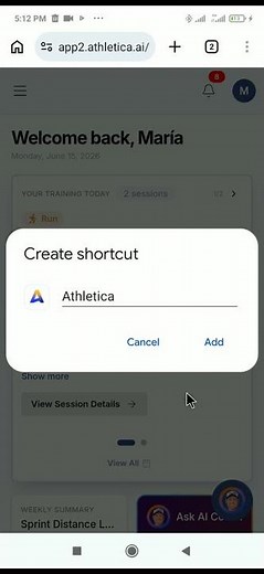 How to add Athletica to your Android Home Screen